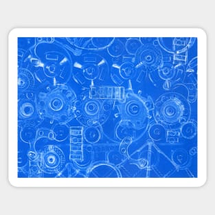 Techno 4 Monotype Print in Blue Sticker
